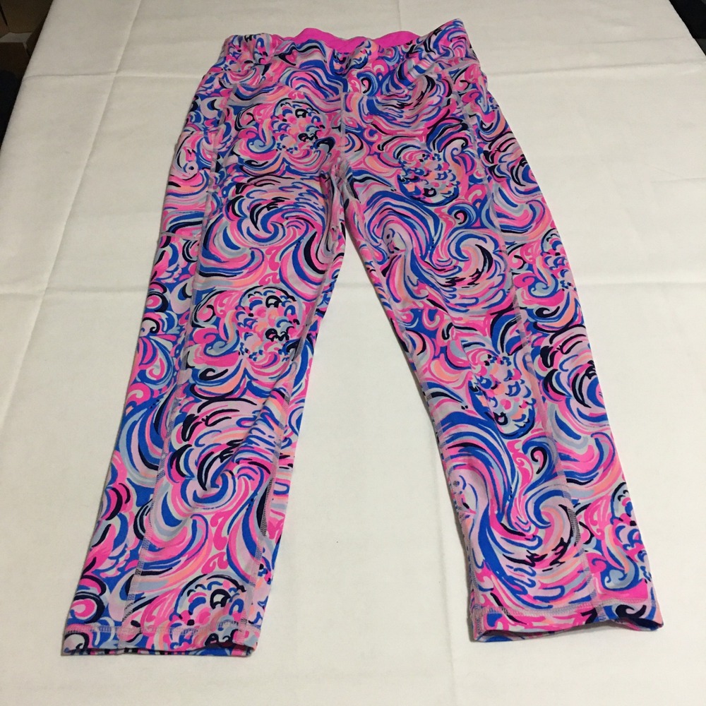 Lilly Pulitzer Luxletic Weekender High-Rise Crop Legging Size Large Pink Swirl
